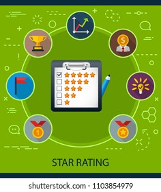Star rating flat icons concept. Vector illustration. Element template for design.