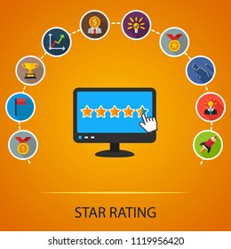 Star rating flat icons concept. Vector illustration. Element template for design.