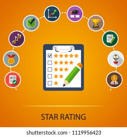Star rating flat icons concept. Vector illustration. Element template for design.