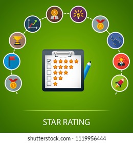 Star rating flat icons concept. Vector illustration. Element template for design.