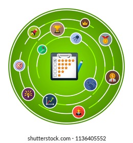 Star rating flat icons concept. Vector illustration. Element template for design.