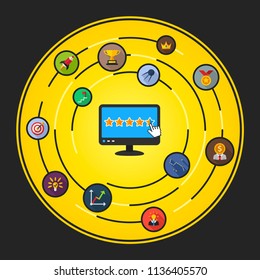 Star rating flat icons concept. Vector illustration. Element template for design.