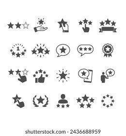 Iconos planos de clasificación de estrellas. Píxel perfecto.