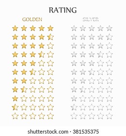 Star Rating In Gold And Silver, Vector