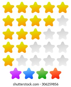 Star rating graphic element for valuation, review, classification concepts. Vector.