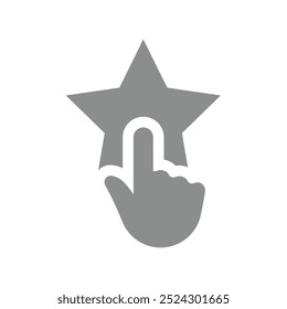 Star rating with hand cursor vector. Stared, favorite and like product or post, feedback icon.