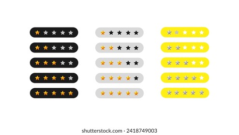 Colección de iconos de clasificación de estrellas. Estilo plano