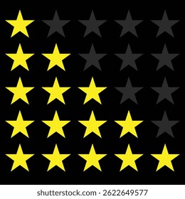 Sternbewertungssymbol. Flachsymbol für Verbraucher- oder Kundenbewertungen für Apps und Websites.  Service-Zufriedenheit, Qualität, gute Rate, Vektorgrafik. Bewertungs-Flach-Symbol. 5 Sterne Feedback. EPS 10