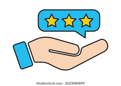 A star rating icon representing user reviews, quality score, and feedback. Ideal for apps, websites, products, and services showcasing rankings, testimonials, and customer satisfaction. EPS 10