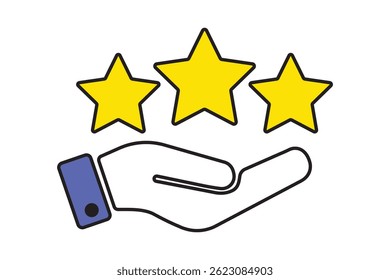 Ein Sterne-Bewertungs-Symbol, das Benutzerbewertungen, Qualitätsbewertung und Feedback darstellt. Ideal für Apps, Websites, Produkte und Services, die Rankings, Testimonials und Kundenzufriedenheit darstellen. EPS 10