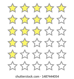Star rating icon set with 5 star. Flat Vector illustration. Premium quality, review, feedback, online ratings, experience, service concepts. 