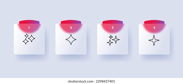 Star rating icon set. Five stars, four stars, three stars, two stars, one star. Feedback concept. Glassmorphism style. Vector line icon for Business and Advertising