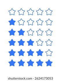 Star Rating Icon Set - Flat Vector Badges 0-5 Stars