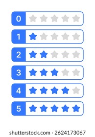 Star Rating Icon Set - Flat Vector Badges 0-5 Stars