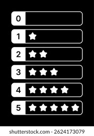 Conjunto de iconos de clasificación de estrellas - insignias de Vector planas 0-5 estrellas