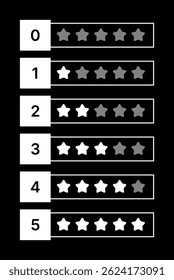 Star Rating Icon Set - Flat Vector Badges 0-5 Stars