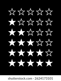 Conjunto de iconos de clasificación de estrellas - insignias de Vector planas 0-5 estrellas