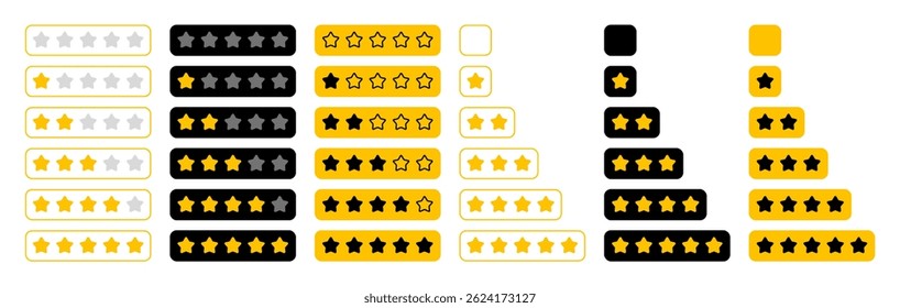Star Rating Icon Set - Flat Vector Badges 0-5 Stars