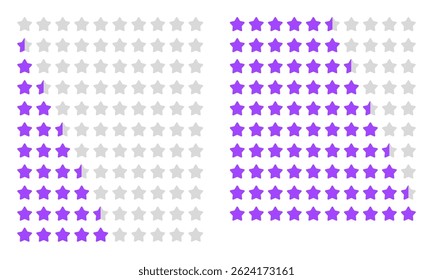 Conjunto de iconos de clasificación de estrellas - insignias de Vector planas 0-5 estrellas