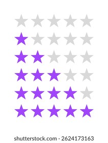 Conjunto de iconos de clasificación de estrellas - insignias de Vector planas 0-5 estrellas