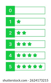 Conjunto de ícones de classificação de estrelas - Emblemas de vetor planos 0-5 estrelas