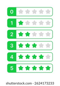 Star Rating Icon Set - Flat Vector Badges 0-5 Stars