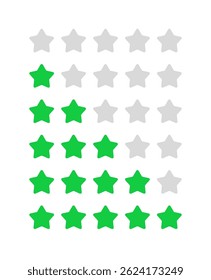 Conjunto de ícones de classificação de estrelas - Emblemas de vetor planos 0-5 estrelas