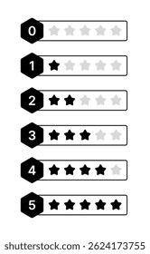 Star Rating Icon Set - Flat Vector Badges 0-5 Stars