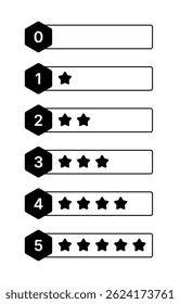Sternenbewertung Symbolsatz - Flache Vektorabzeichen 0-5 Sterne