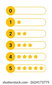 Star Rating Icon Set - Flat Vector Badges 0-5 Stars