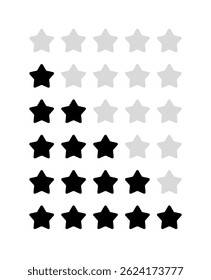 Star Rating Icon Set - Flat Vector Badges 0-5 Stars