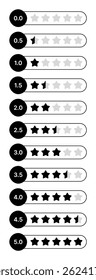 Conjunto de ícones de classificação de estrelas - Emblemas de vetor planos 0-5 estrelas