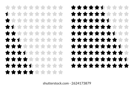 Conjunto de iconos de clasificación de estrellas - insignias de Vector planas 0-5 estrellas