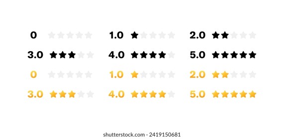 Star rating icon set. Star rating. Silhouette and flat style. Vector icons