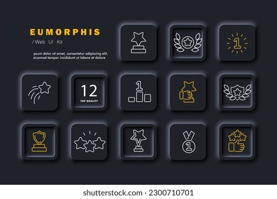 Star rating icon set. A visual representation of a rating system that uses stars to indicate the quality. Rating concept. Neomorphism style. Vector line icon for Business
