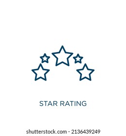 icono de clasificación de estrellas. Icono de contorno de clasificación de estrellas lineal delgado aislado en fondo blanco. Signo de clasificación de estrellas de vector de línea, símbolo para web y móvil