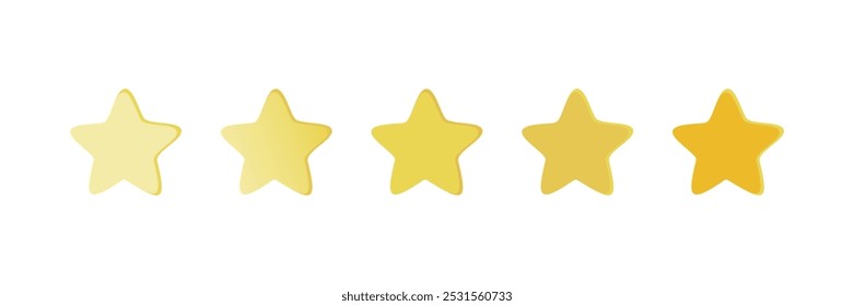 Symbol für Sternbewertung. Vektorgelb isoliert fünf Sterne. Konzept für das Feedback der Kunden. Vektor 5 Sterne Bewertung Bewertung Bewertung. 