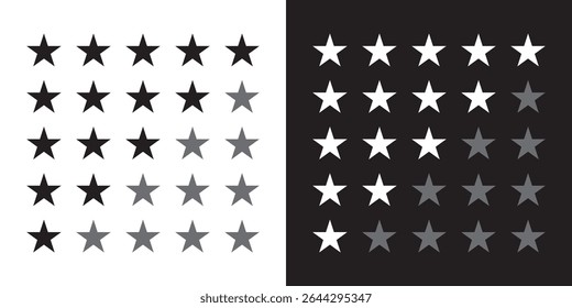 Star rating icons set. Flat and realistic style. Rating Review icon. five stars rating button. stars rating icon vector. Vector illustration. 