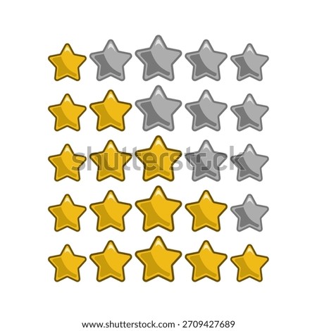 Star Rating Icons Set – Full Half Empty Stars Vector Pack