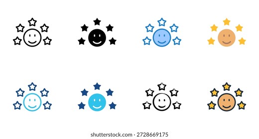 Los iconos de clasificación por estrellas establecen una colección de estilo múltiple. Trazo editable 
