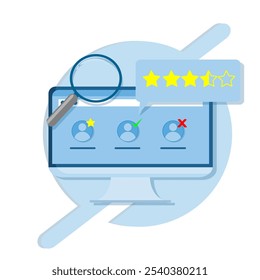 Star rating. Illustration of employee performance evaluation from customers, company assessment, employee feedback, company assessment. eps 1