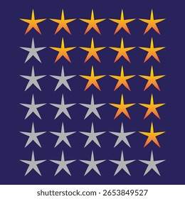 Star rating interface. Golden gray elements. Customer review system. Vector evaluation graphic