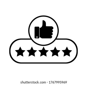 Star rating in line art style on white background. Vector icon. Customer feedback.