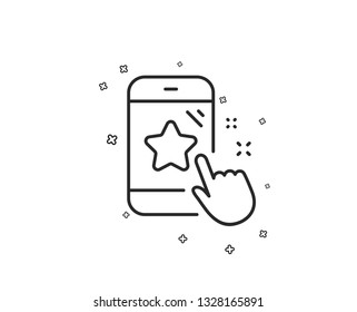 Star rating line icon. Feedback phone sign. Customer satisfaction symbol. Geometric shapes. Random cross elements. Linear Star rating icon design. Vector