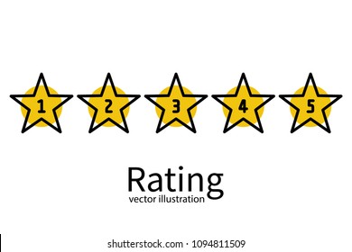 Star rating minimal design black line. 5 star rate icon. Feedback concept. Evaluation system. Positive review. Vector illustration flat style. Isolated on white background. Quality work. Web template