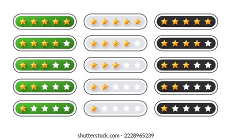 Star rating. Modern customer satisfaction 5 star icon. Stars collection. Feedback concept. Vector illustration