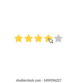 Star rating on white background. Puts star rating click. Vector illustration icon in flat design