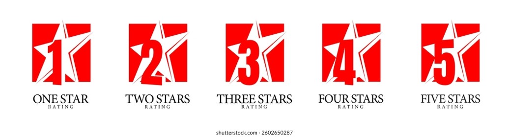 Star rating. Original sign red and white. Five star symbol or emblem. vector illustration