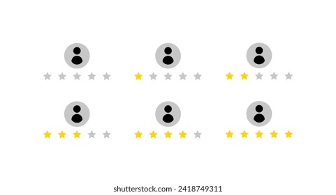 Star rating and photo icon mockup. Application evaluation. Flat style. Vector icons