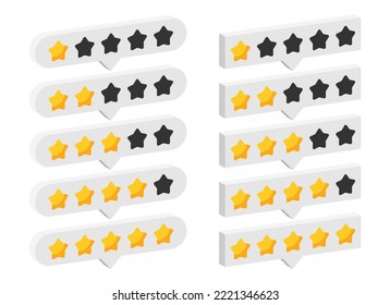 Star rating review from zero to five. Customer feedback 3D 
